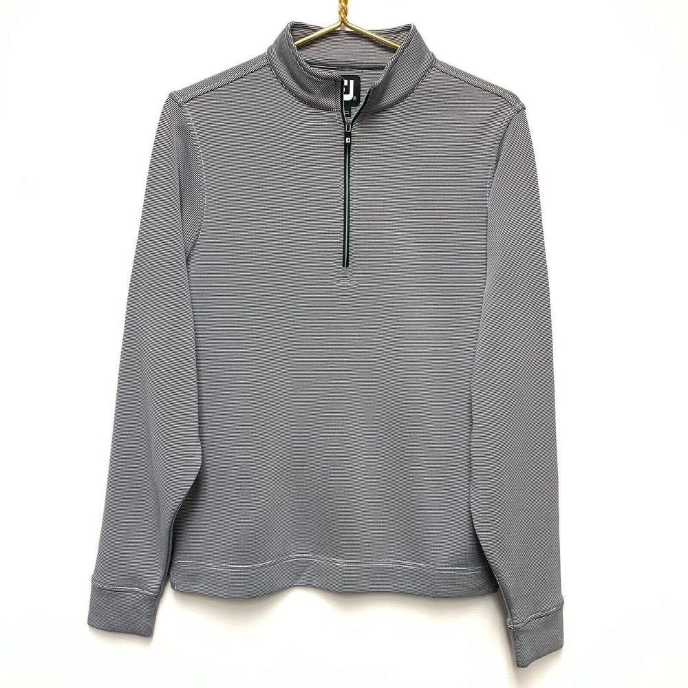FootJoy Quarter Zip Golf Pullover Performance Sweater Mens Sz Small Navy Striped
